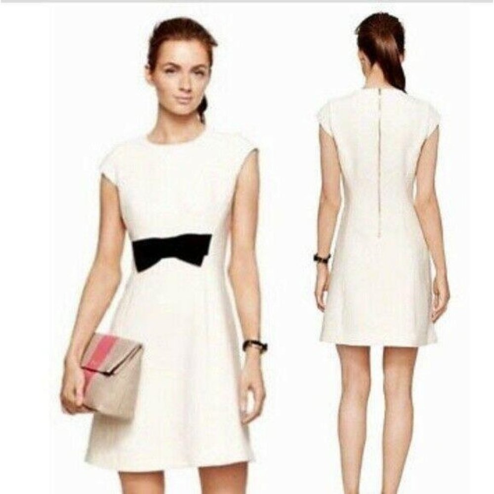 Kate Spade White Ivory A Line Strech Crepe Dress - Picture 3 of 3